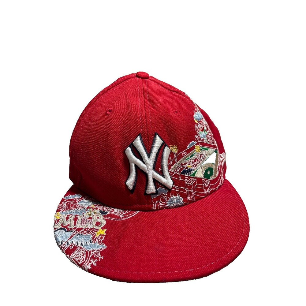New Era 59Fifty New York Yankees Baseball Cap MLB Red Hat Embroidered